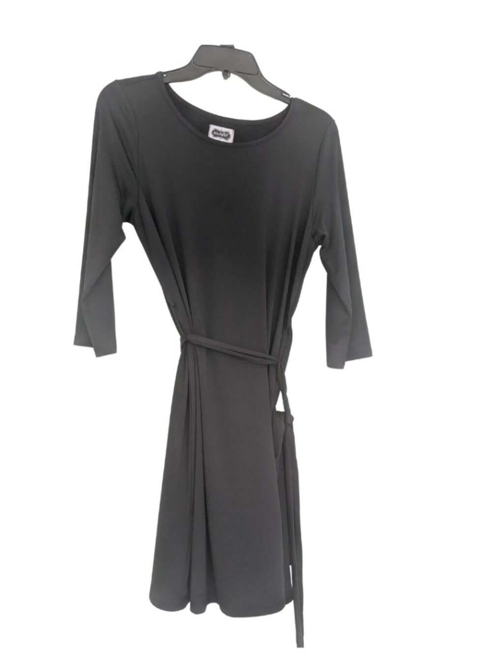 Black Wrap Dress | 3/4 Sleeve Tie Waist Midi Dress | Classic Minimalist Style